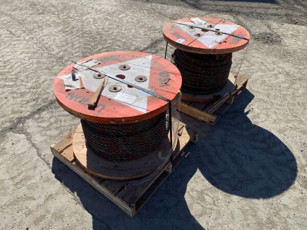 UNUSED 2 x 50M 28mm 7 Spline Wire Rope