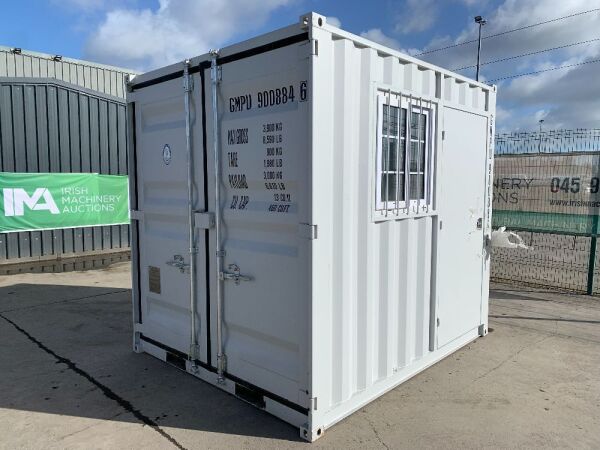 NEW/UNUSED 9 x 7'4 Storage Container c/w Double Doors, Door & Window