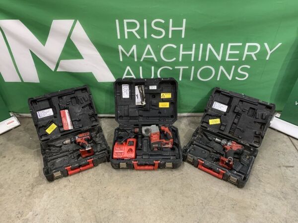 UNRESERVED 3x Milwaukee Battery Drills to Include: 2016 HD184 HX Hammer Drill c/w Charger, 2x M18CPD - Drills - No Battries