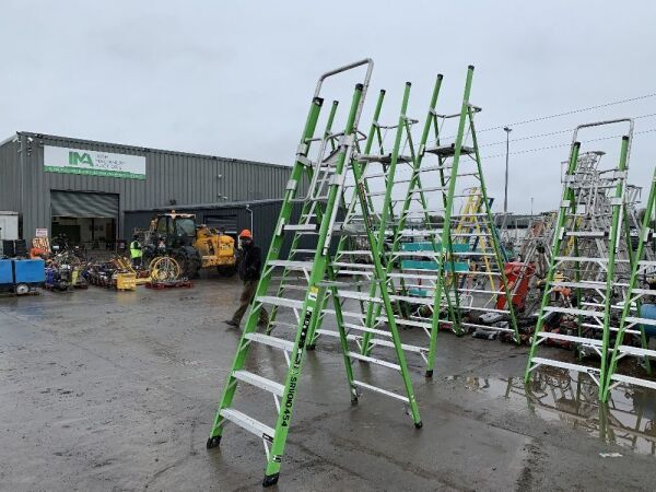 UNRESERVED Little Giant 6 Rung Green 3.2m Ladder c/w Safety Cage
