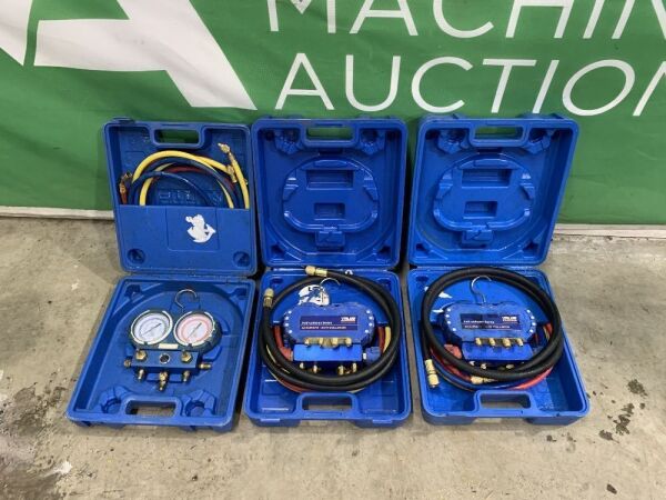 3 x Manifold Gauges In Cases