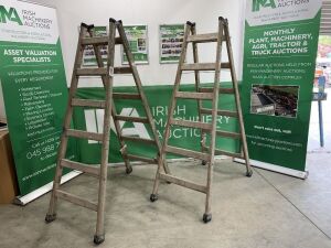 UNRESERVED 2x 6 Rung Wooden Ladders