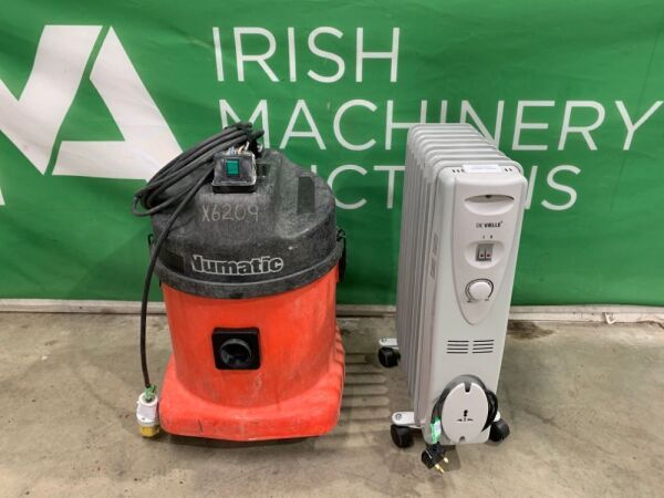 UNRESERVED Lot to Include: 220v Heater, Numatic 110v Hoover