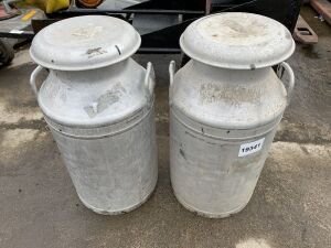 2x Aluminium Milk Churns