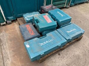 UNRESERVED Pallet of Drill Cases to Include: Makita, Bosch & Milwaukee