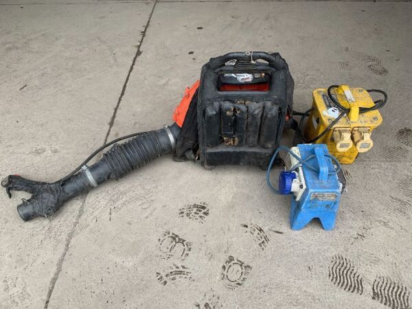 UNRESERVED Back Pack Leaf Blower, 3KVA Transformer & Power Box