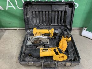 UNRESERVED Dewalt Cordless Set c/w Skill Saw Sabre Saw Light & Battery & Charger