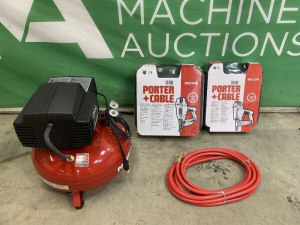 UNRESERVED Porter Cable 135PSI Compressor & Two Nailer Combo Set