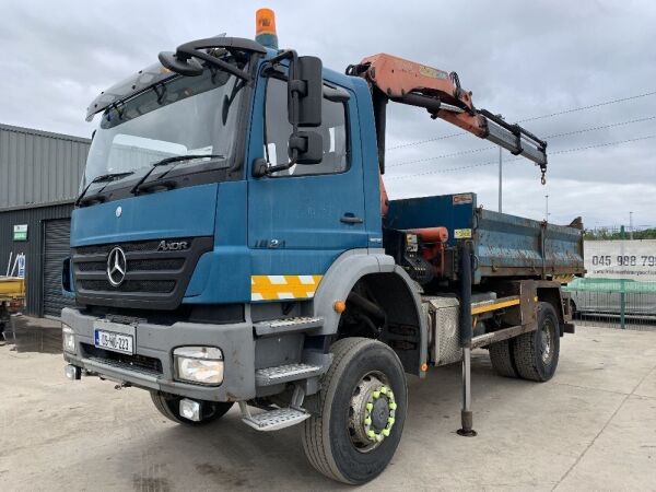 UNRESERVED 2009 Mercedes-Benz Axor 1824 4x4 Tipper c/w Palfinger Crane