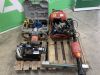 UNRESERVED Pallet to Include: Milwaukee Flex Sander, Clarke Compressor, 2018 Alltrad Raddle Mixer - Head, Mag Drill & More - 2