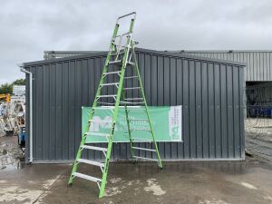 UNRESERVED Little Giant 4.4M 9 Rung Platform Ladder c/w Safety Cage