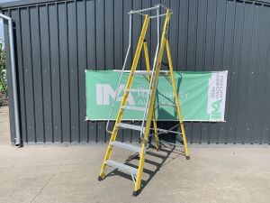 UNRESERVED Clow 1.68M 5 Rung Fibreglass Platform Ladder