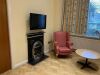 Visitor Meeting Room-2 x Red Leather Matching Fireside Chairs & Sofa, Round Top Table, Fireplace, - Beko TV, Picture, Office Table c/w Drawers & Chair-Desktop PC for the partially blind - 5