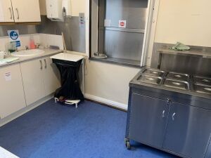 Small Kitchen-S/S Krupps Dishwasher, Refuge Bin, S/S Mobile Bain-Marie, Sharp Microwave