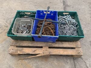 UNRESERVED Pallet Of Chains, Bolts & Equip