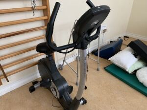 Physiotherapist Room-Kettler Exercise Bike, Exercise Mats, Office Table c/w Drawers, Wooden Shelf, 3 - x Green Chairs, 1 x Brown Chair, 1 x Walker, Tabletop Powerpoint Fridge, Sharp Microwave, - Freestanding Mirror, HP pro Hardive c/w Dell Monitor & Keybo