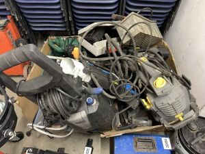 UNRESERVED Pallet of Various Equipment to Include: Power Washers, Chargers, Strimmers, Drills & More