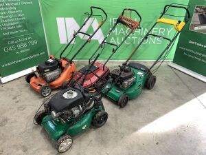 UNRESERVED 4x Mowers to Include: Petrol Briggs & Stratton, Petrol Sovergin, G-Mach Petrol & Princess - Electric