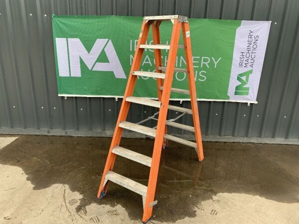 UNRESERVED Stradbally Orange Fibre Glass 7 Step Ladder