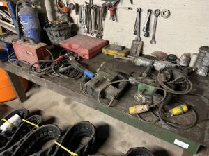 Workbench c/w Contents to Include: Selection of Kangos, Linclon Welder, Blades, Vice & More