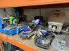 Contents of Middle Shelf to Imclude: Stihl Blower, Metabo Chopsaw, Sima Tile Saw, 110v Kango, Engine, Fuel Transfer Pump & More - 2