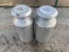 2x Aluminium Milk Churns