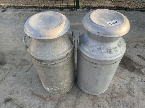 2x Aluminium Milk Churns