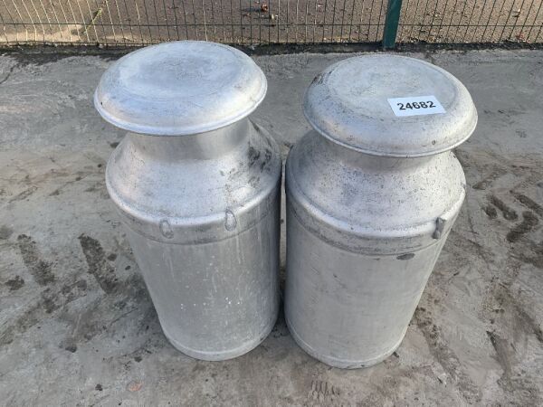 2x Aluminium Milk Churns