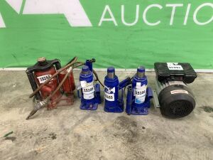 UNRESERVED Lot to Include: 4x Jacks & Electric Motor